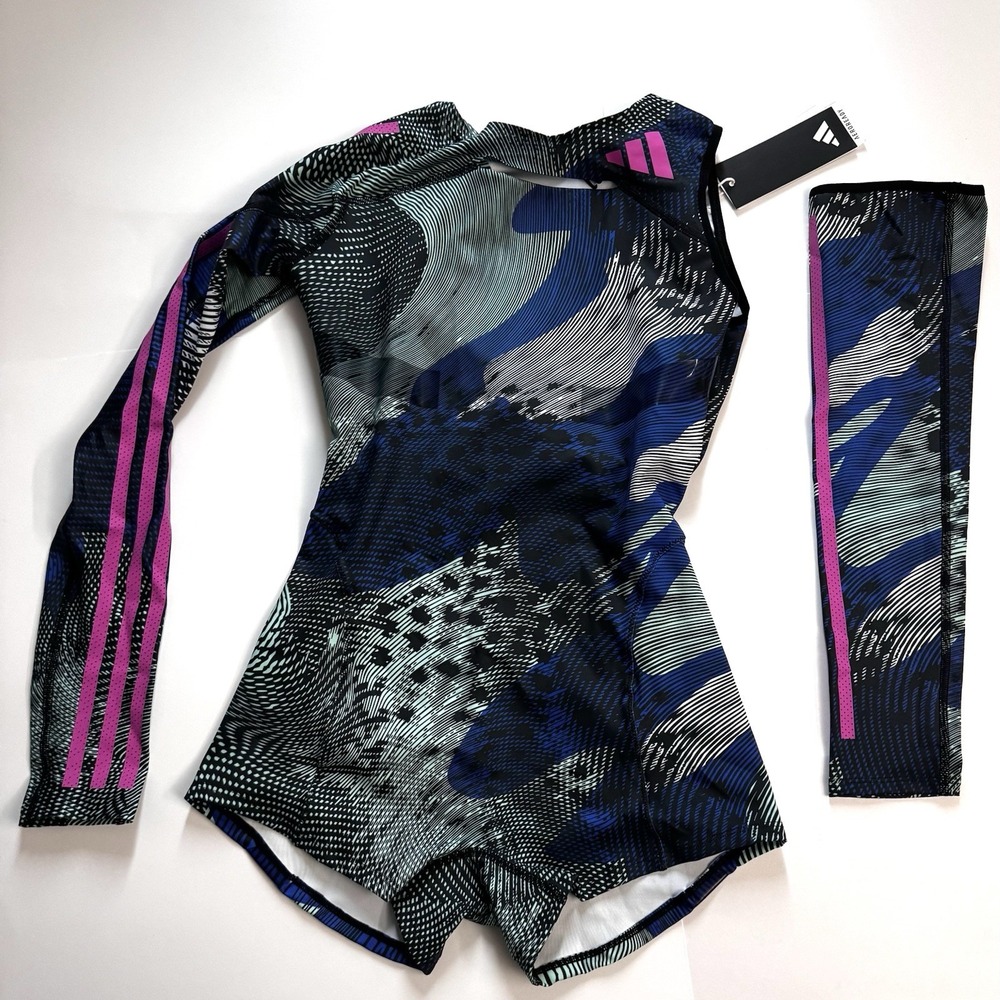 Womens Adidas Leotard Pro Elite Team Sleeve Speedsuit Running Medium $180